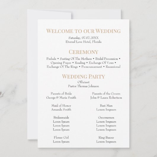 Boho Fleur sauvage Meadow Wedding Programme de mar (Dos)