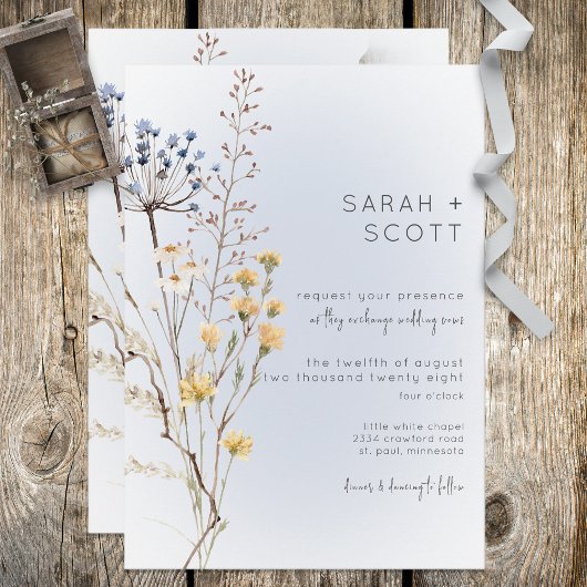 Boho Fleur sauvage moderne Faire-part de mariage b