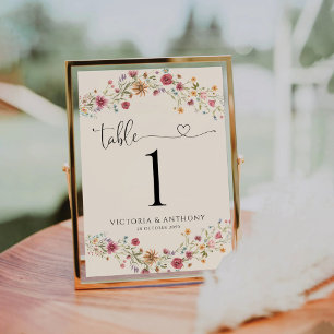 Boho Fleur sauvage numéros de table des Mariages