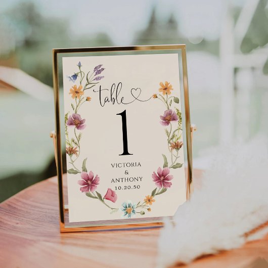 Boho Fleur sauvage numéros de table des Mariages