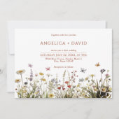 Boho Fleur sauvage papillons Faire-part de mariage (Devant)