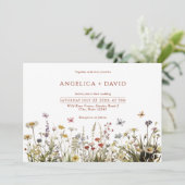Boho Fleur sauvage papillons Faire-part de mariage (Debout devant)