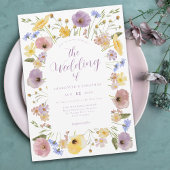 Boho Fleur sauvage Pastel Faire-part de mariage