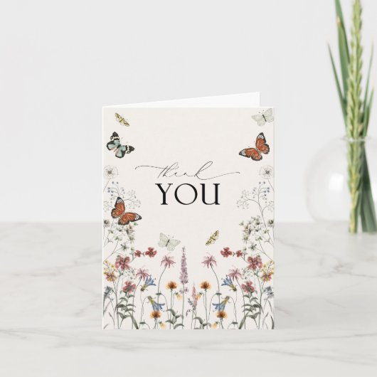 Boho Fleur sauvage Rustic Butterfly Carte de remer (Devant)