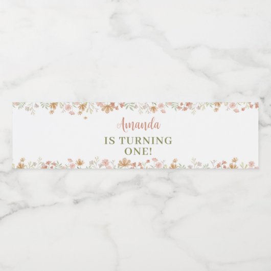 Boho Fleur sauvage thème Étiquette bouteille d'eau (Étiquettes simples)