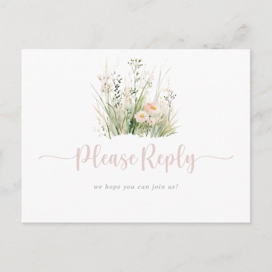 Boho Fleur sauvage vert Menu Choix RSVP (Devant)