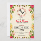 Boho Fleur sauvage Wedding Invitations Charme Élég (Devant)