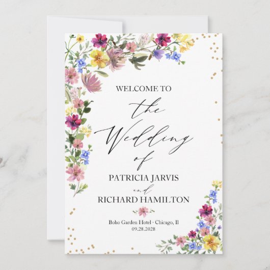 Boho Fleur sauvage Wedding Programme (Devant)