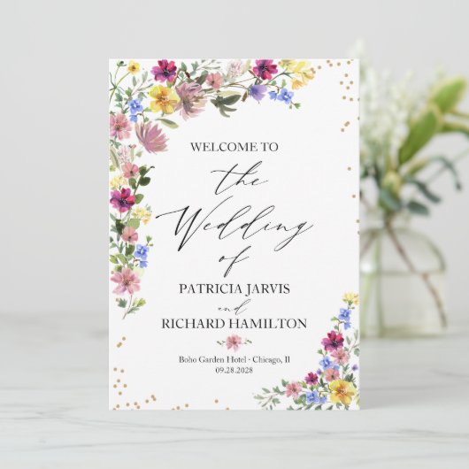Boho Fleur sauvage Wedding Programme (Debout devant)