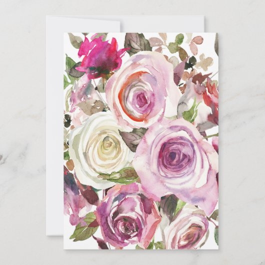 Boho fleuri violet invitation à Graduation party (Dos)