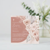 boho fleurs arch design Baptême Invitation (Debout devant)