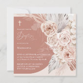 boho fleurs arch design Baptême Invitation (Devant)