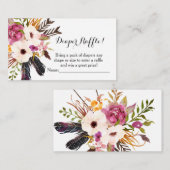 Boho fleurs baby showers cartes de tombola (Devant / Derrière)