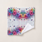 Boho Fleurs Blanches Arc-en-Ciel (Gant de toilette)