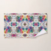 Boho Fleurs Blanches Arc-en-Ciel (Serviette à main)