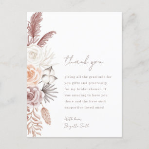 Boho fleurs carte de remerciements nuptiale