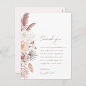 Boho fleurs carte de remerciements nuptiale (Devant / Derrière)