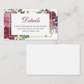 Boho fleurs détails mariages. Carte d'insertion fl (Devant / Derrière)
