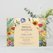 Boho Fleurs lumineuses Invitation à la douche nupt (Debout devant)