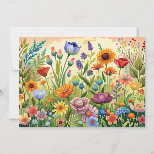 Boho Fleurs lumineuses Invitation à la douche nupt (Dos)