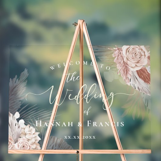 Boho fleurs mariage accueil (Neutre)