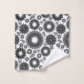 Boho fleurs Motif floral vectoriel noir et blanc (Gant de toilette)