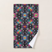 Boho Fleurs Noir Arc-en-Ciel (Serviette à main)