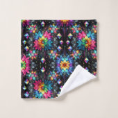 Boho Fleurs Noir Arc-en-Ciel (Gant de toilette)