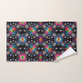 Boho Fleurs Noir Arc-en-Ciel (Serviette à main)