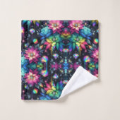 Boho Fleurs Noir Arc-en-Ciel (Gant de toilette)