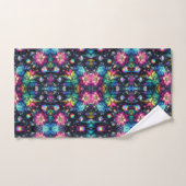 Boho Fleurs Noir Arc-en-Ciel (Serviette à main)