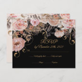 Boho Fleurs Noires Rose Rose Doré RSVP Sur Mesure (Devant / Derrière)