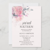 Boho Fleurs rose doux doux doux doux 16 Invitation (Devant)