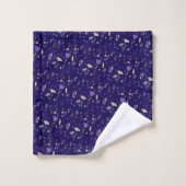 Boho Fleurs Sauvages Aquarelle Bleu Marine (Gant de toilette)