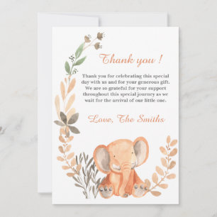 Boho Fleurs sauvages Baby Elephant Carte de remerc