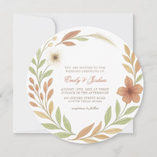 Boho Fleurs sauvages élégant Faire-part de mariage
