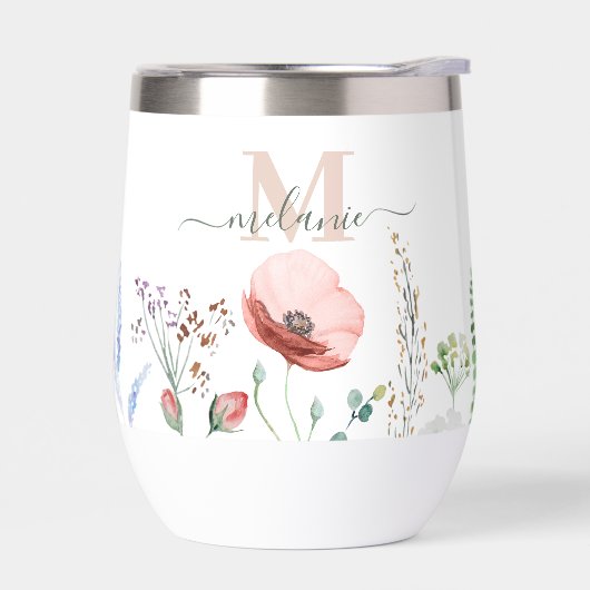 Boho Fleurs sauvages Nom personnalisé Monogramme (Gauche)