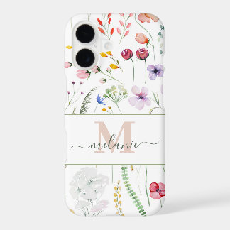 Boho Fleurs sauvages Nom personnalisé Monogramme