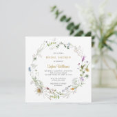 Boho Fleurs sauvages Wreath Invitation de la douch (Debout devant)
