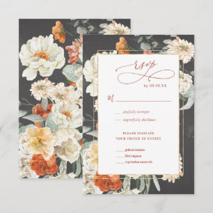 Boho Fleurs Sombres   RSVP de Mariage