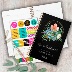 Boho Fleurs Succulentes Bouquet Crystals Aquarelle