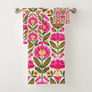 BOHO Fleurs Talavera Mexicaines Floral Rose Fuchsi