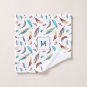 Boho Floating Feathers Motif Monogrammé (Gant de toilette)