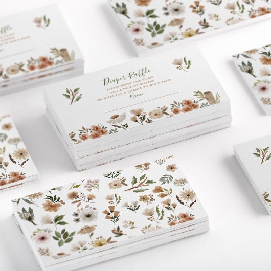 Boho Flora Baby shower Luier Raffle Visitekaartje