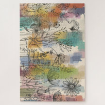 Boho Flora | Kleurrijke Botanische Lijnkunstpuzzel
