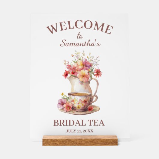 Boho Flora Terracotta Bridal Shower Tea Acryl Bord (Voorkant)