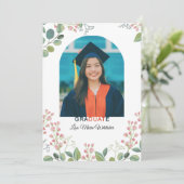 Boho Floral2 College Graduation Aankondiging (Staand voorkant)
