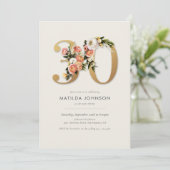 Boho Floral 30e verjaardag Kaart (Staand voorkant)