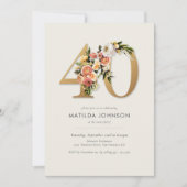 Boho Floral 40e verjaardag Kaart (Voorkant)