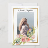 Boho Floral 4 Photo Collage Gold Frame Graduation Aankondiging (Voorkant)